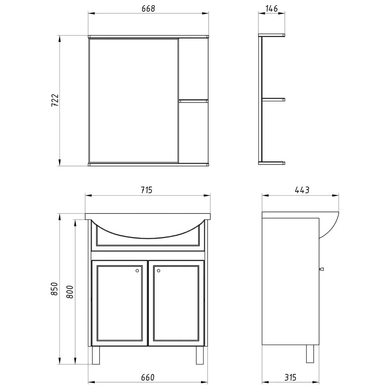 Зеркало Асб-мебель Альпина 70 с белый/дуб золотой