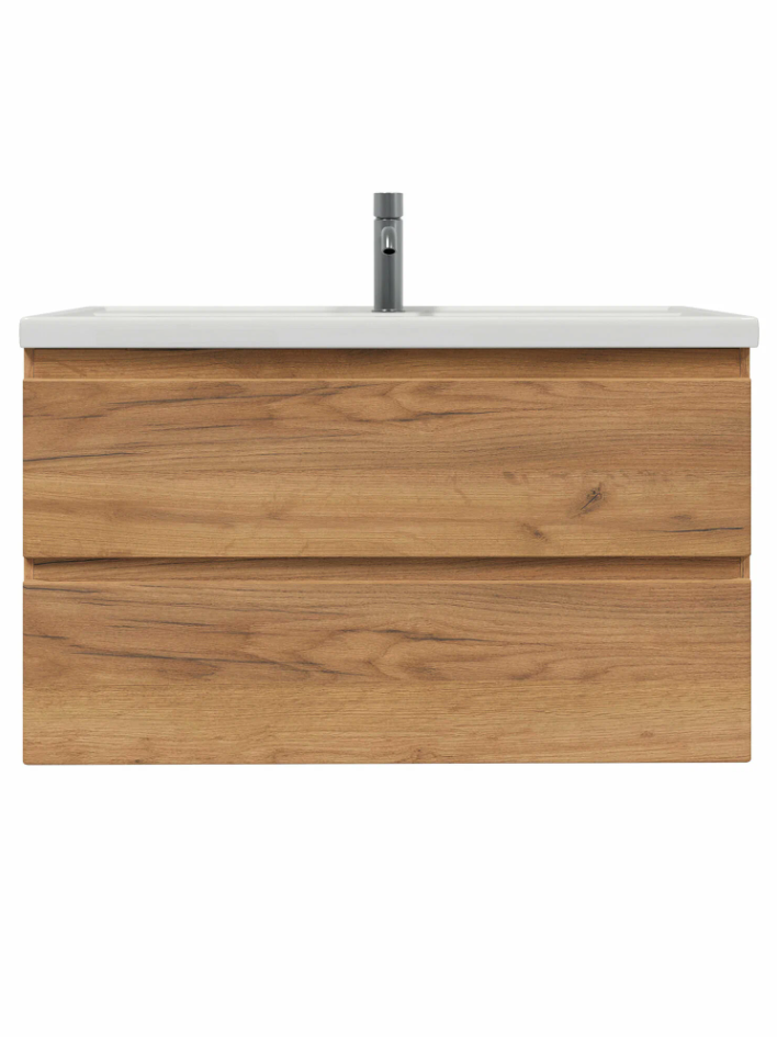 Тумба подвесная SanStar Riana 100 с раковиной Фостер 100, gold kraft