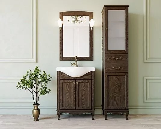 Тумба напольная ValenHouse Эллина 65 с раковиной Классик 65, 2 двери, кальяри, бронза