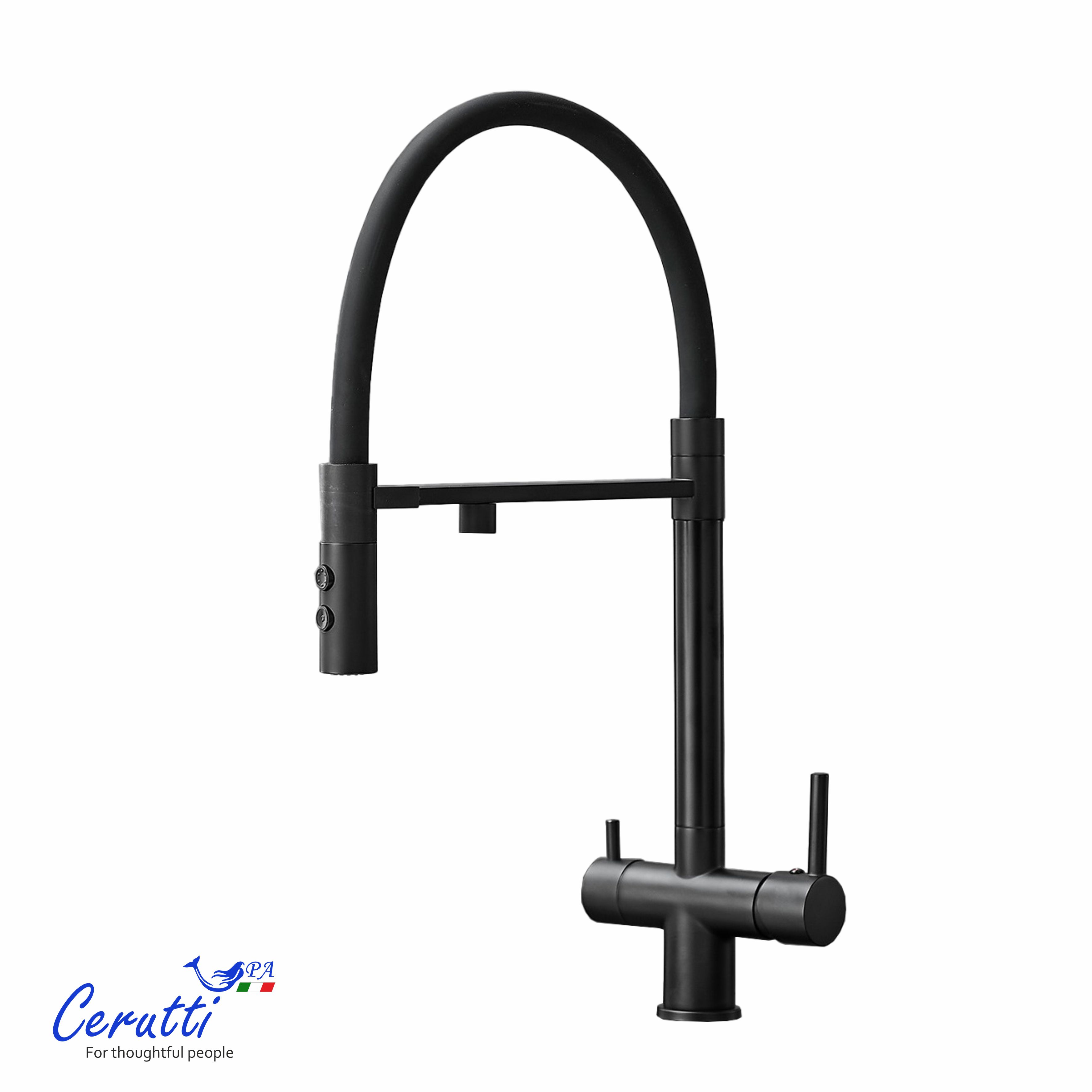 Cмеситель для кухни Ceruttispa Торре B (TORRE B) из нержавеющей стали, цвет черный матовый