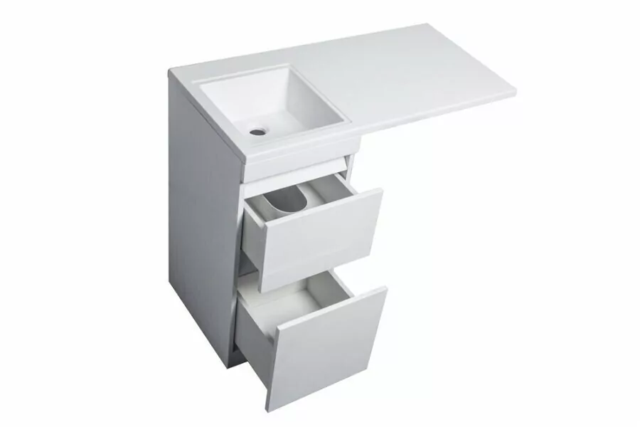 Тумба напольная Style Line Даллас 100 Люкс Plus Эмаль с раковиной Даллас 100 под стиральную машину, два ящика, левая, белая