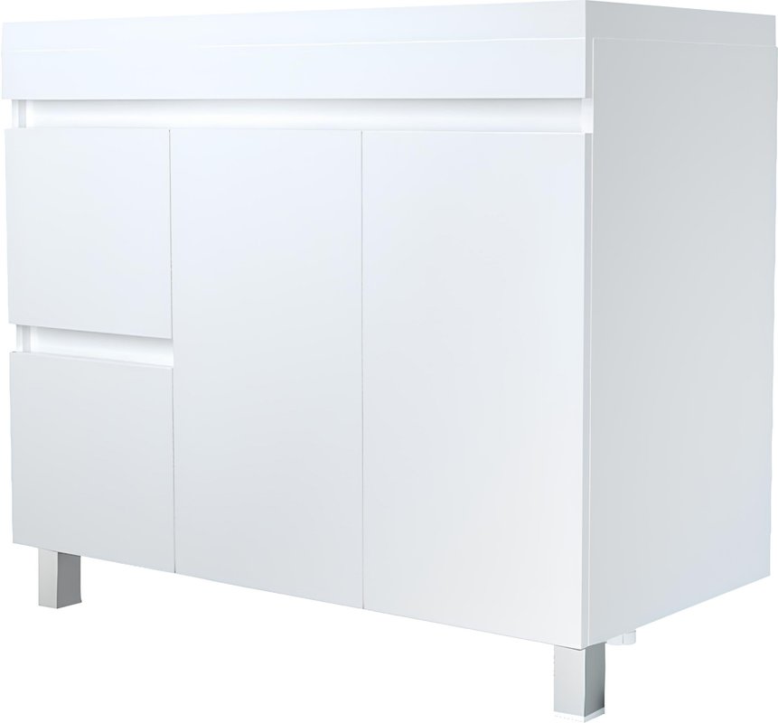 Тумба напольная 1Marka Cube 100Н с раковиной Анита 100, 2 ящика, 2 двери, белый