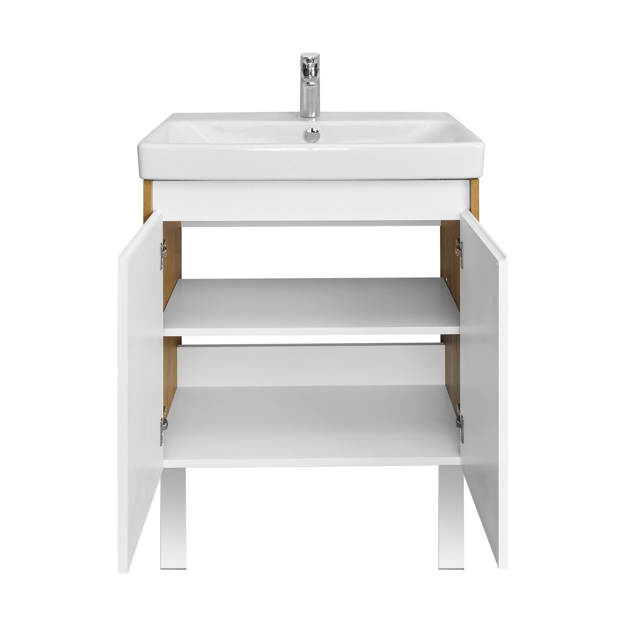 Тумба Aquaton Сканди Doors 70 с раковиной Адриана 70, 2 ящика, подвесная, белый, дуб рустикальный