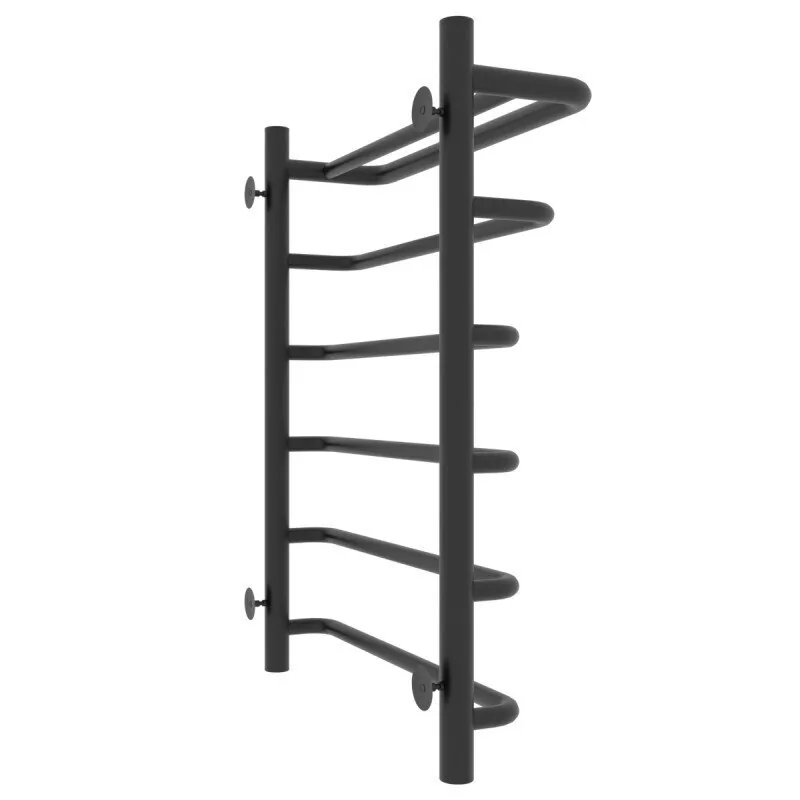 Полотенцесушитель водяной Laris Стандарт П6 500х700 с полкой, черный матовый