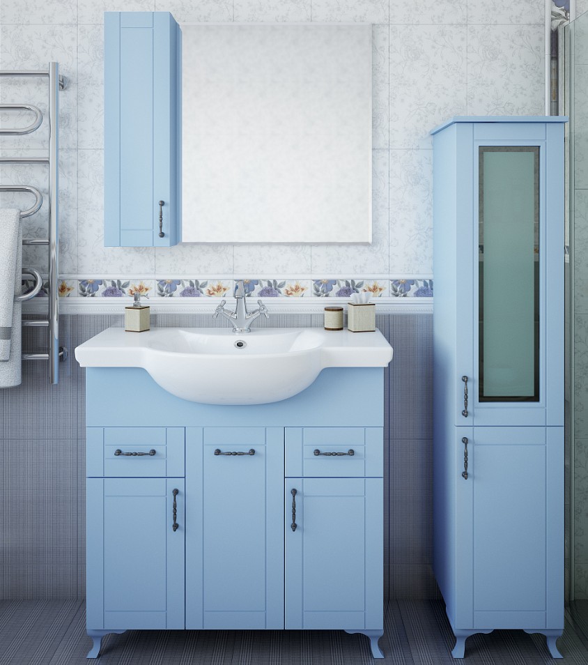 Зеркало с шкафчиком Sanflor Глория 85 L серый