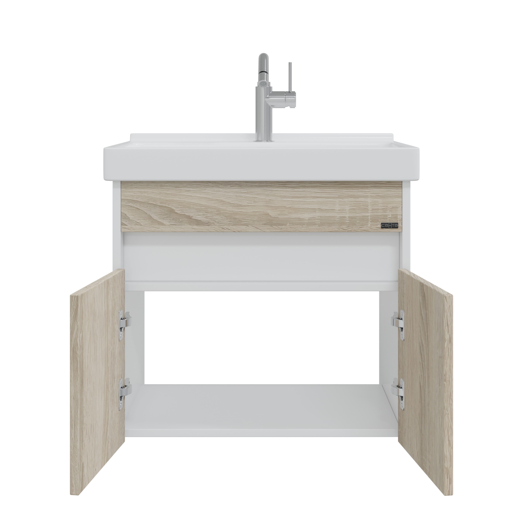 Тумба подвесная Санта Мира 60 с раковиной Fest 60, янтарный, белый