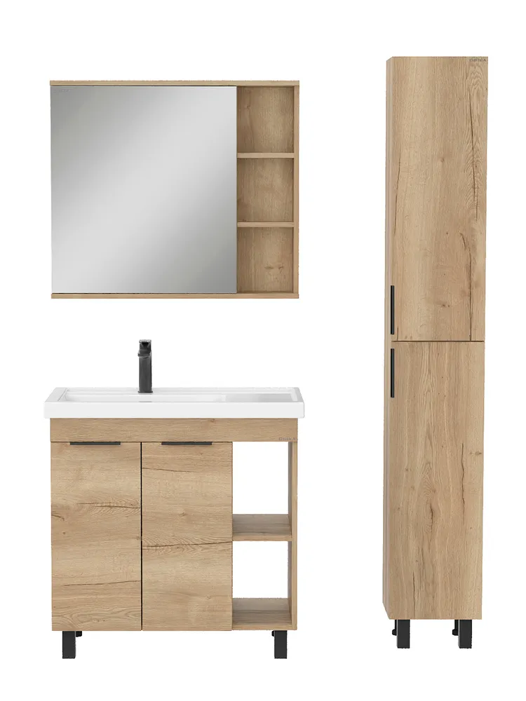 Тумба с раковиной Onika Легран 80 напольная, дуб галифакс