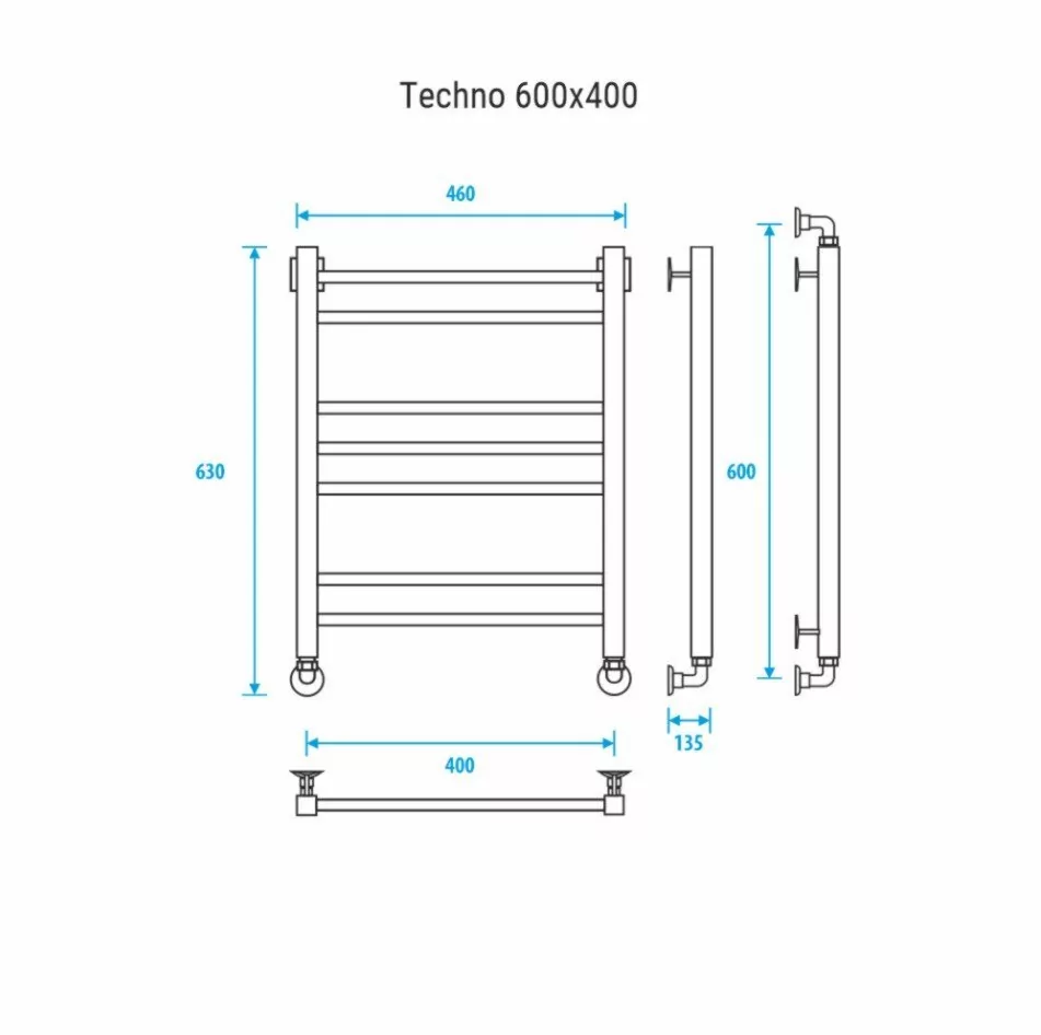 Полотенцесушитель водяной Energy Techno 600x400 хром