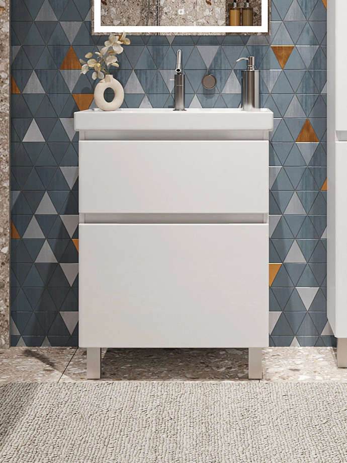 Тумба напольная SanStar Riana 60 с раковиной Грейс 60, белая
