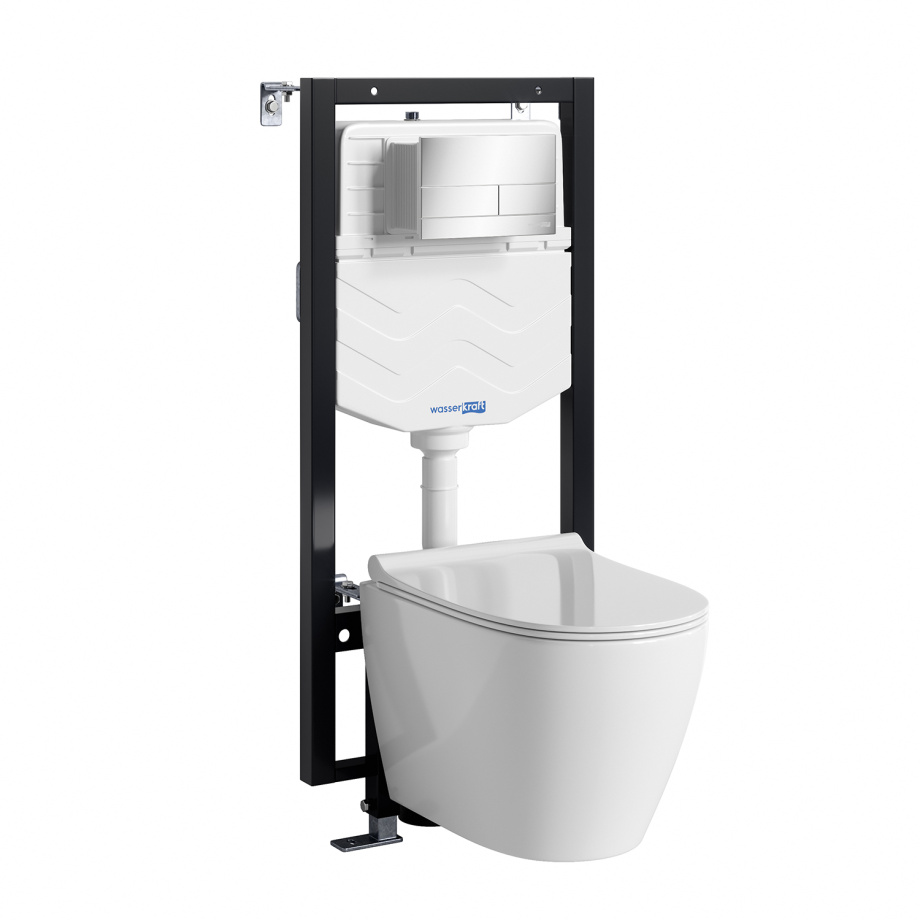 Унитаз подвесной WasserKRAFT 56TLT.010.ME.CH04.H002 с инсталляцией и кнопкой, белый
