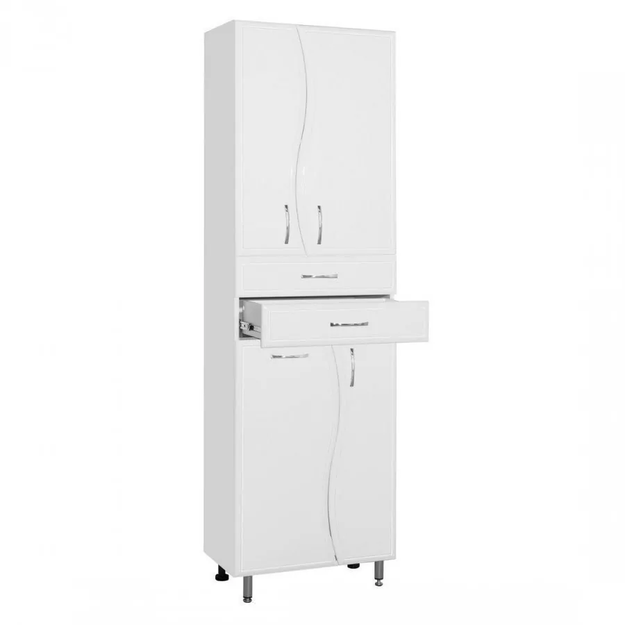 Пенал Style Line Волна 60 напольный с корзиной, белый