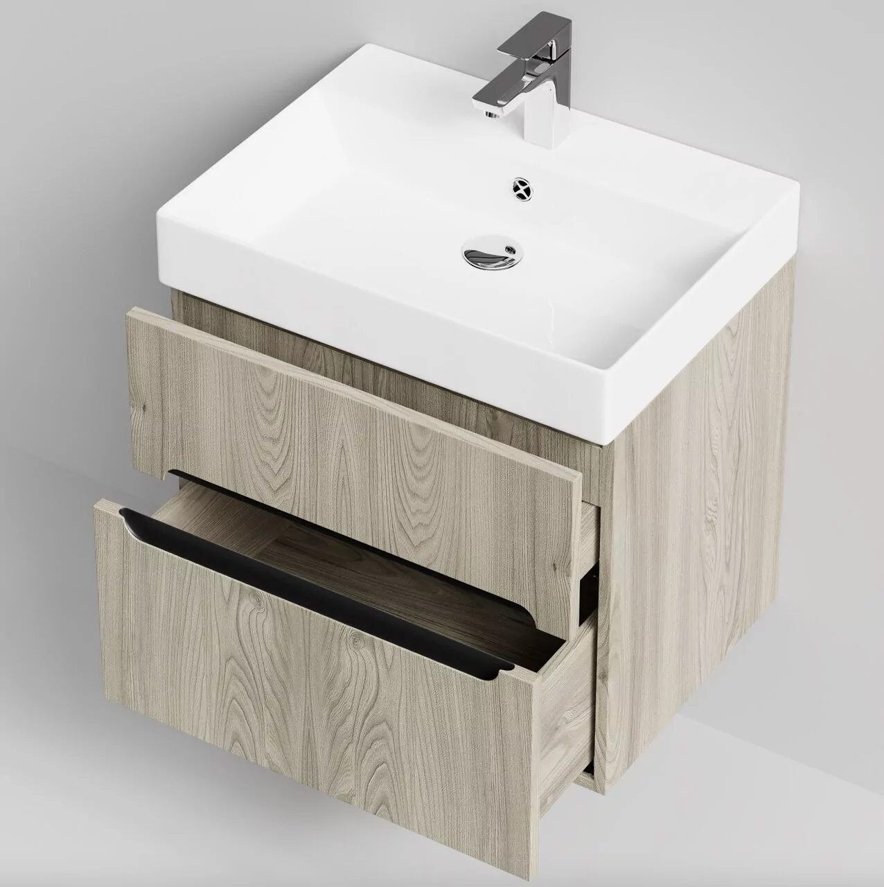 Тумба подвесная Vod-ok Бонум 60 с раковиной Stance 60, дуб + 6 цветов