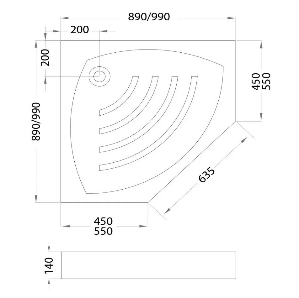 Поддон для душа Veconi TZ03-100T-01 100х100 пятиугольный, акриловый, белый