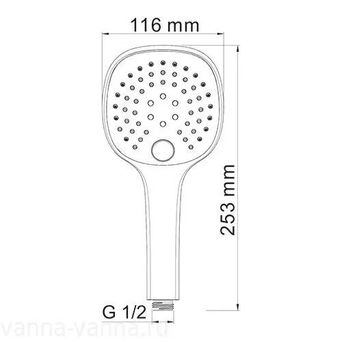 Лейка душевая WasserKraft A050, 3 режима, светлая бронза