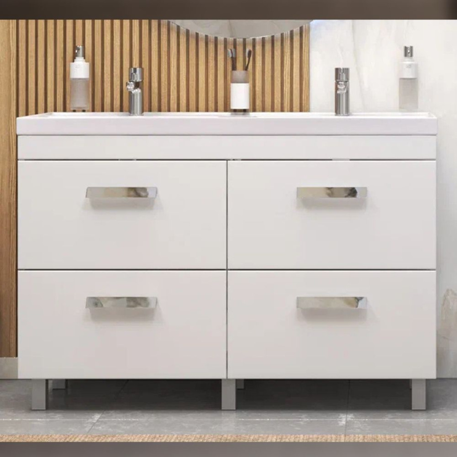 Тумба с раковиной напольная Velvex Orlando tn.ORL.CLA.120.4Y белый матовый, 120 см