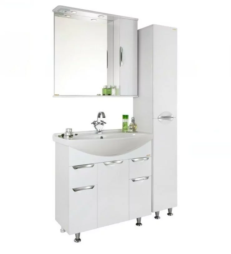 Мебель для ванной Vod-ok Лира 85 два ящика, комплект, напольный, белый