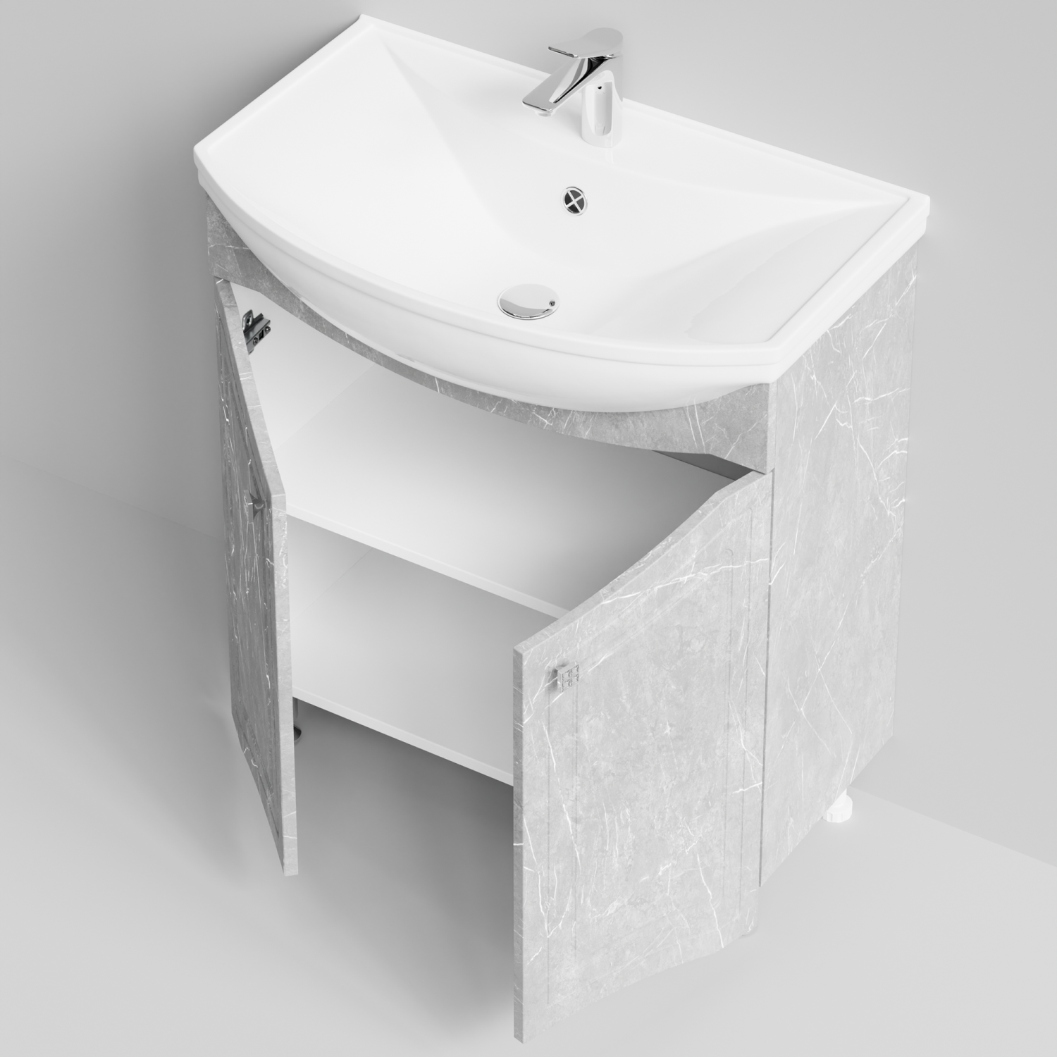 Тумба с раковиной Адам 75 напольная, Мрамор Белый софт тач