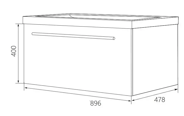 Тумба подвесная 1Marka Соната 90П с раковиной Нота New Polytitan 90, 1 ящик, белый