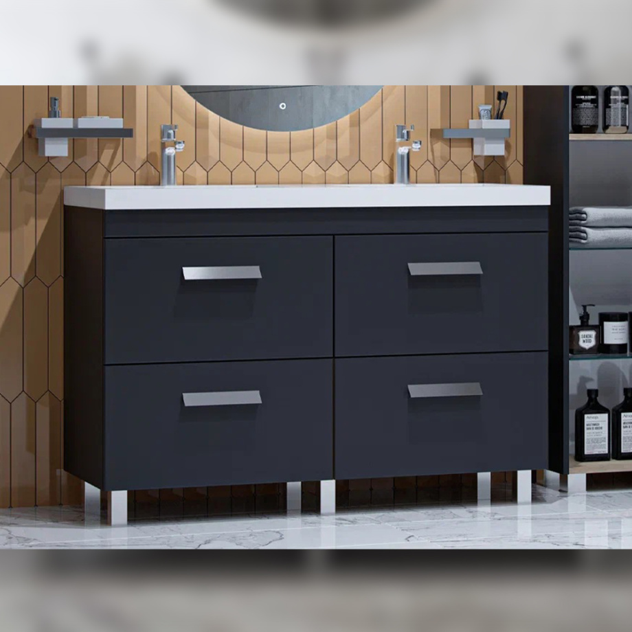 Тумба с раковиной напольная Velvex Orlando tn.ORL.CLA.120.4Y графит, 120 см