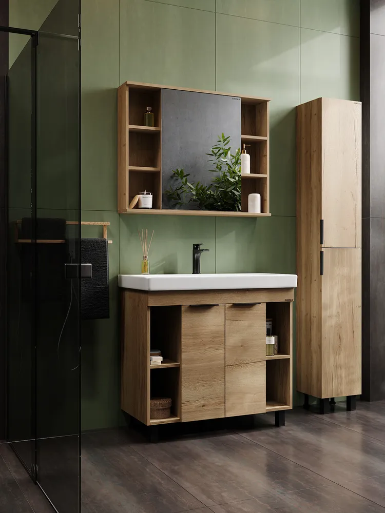 Зеркало-шкаф Onika Легран 90 универсальное, дуб галифакс