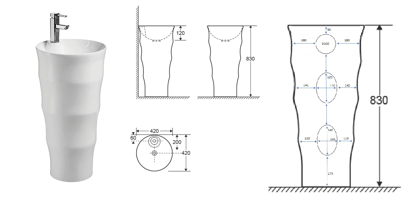 Раковина Ceruttispa MARCO напольная 420x420x830