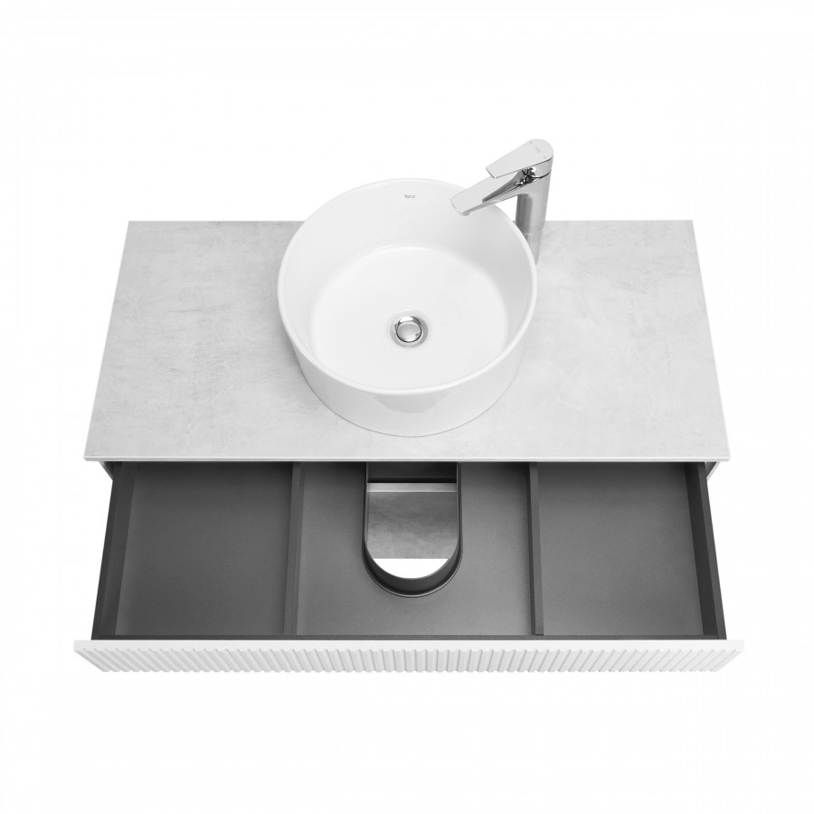 Тумба Aquaton Марбл слэйт 100 с раковиной MILA 40х40, белый матовый
