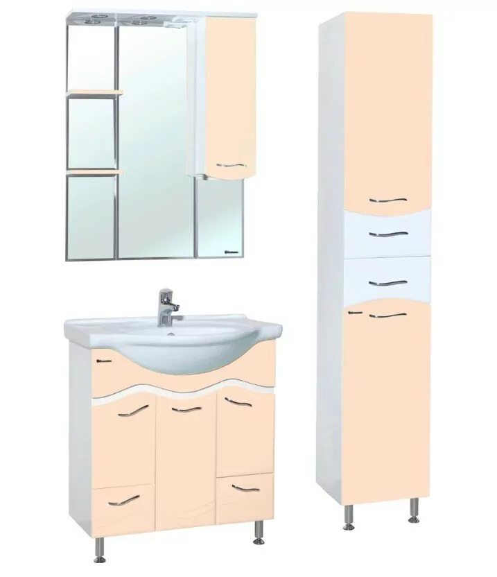 Зеркало со шкафчиком Bellezza Мари 75 R свет, бежевый