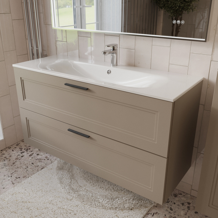 Тумба с раковиной подвесная (120 см) Terminus Classik CLA101202200501O, капучино