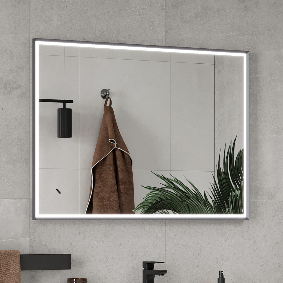 Зеркальный шкаф EQUIL Smile LED 100 серый муар