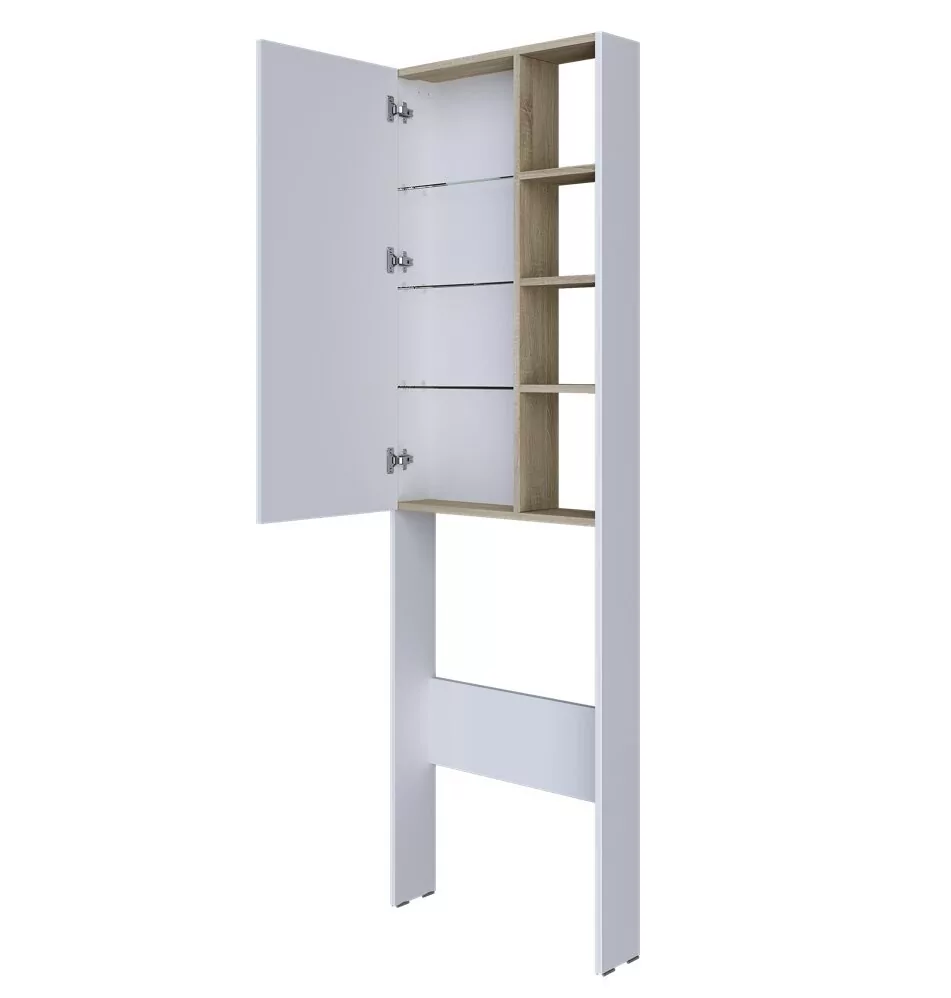 Пенал-шкаф 1Marka Gaula 60Н White напольный над унитазом, с полкой, белый матовый