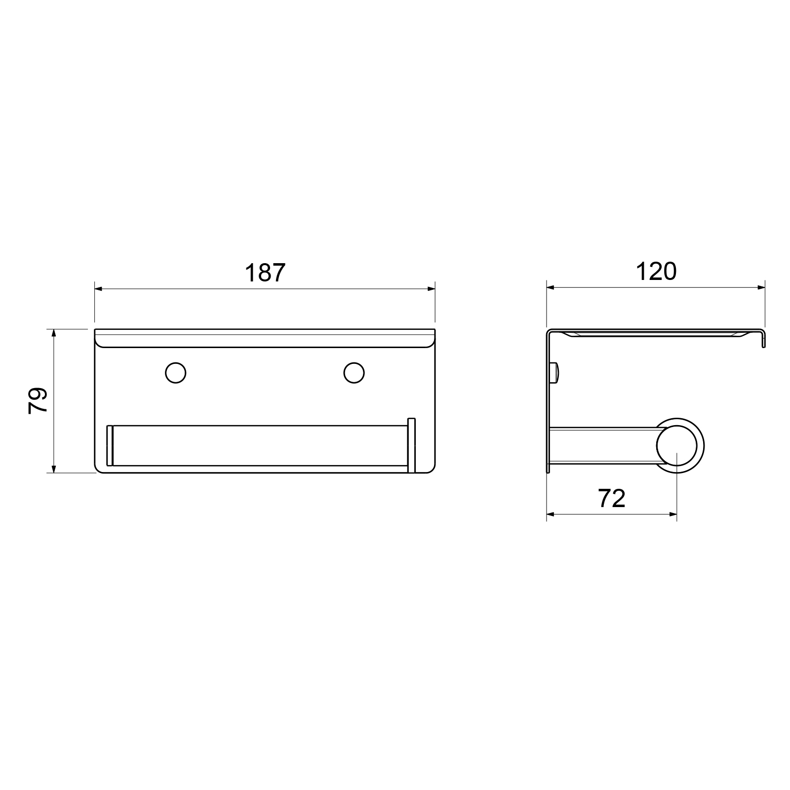 Бумагодержатель с полкой для телефона Timo Luiro 18543/03 черный матовый