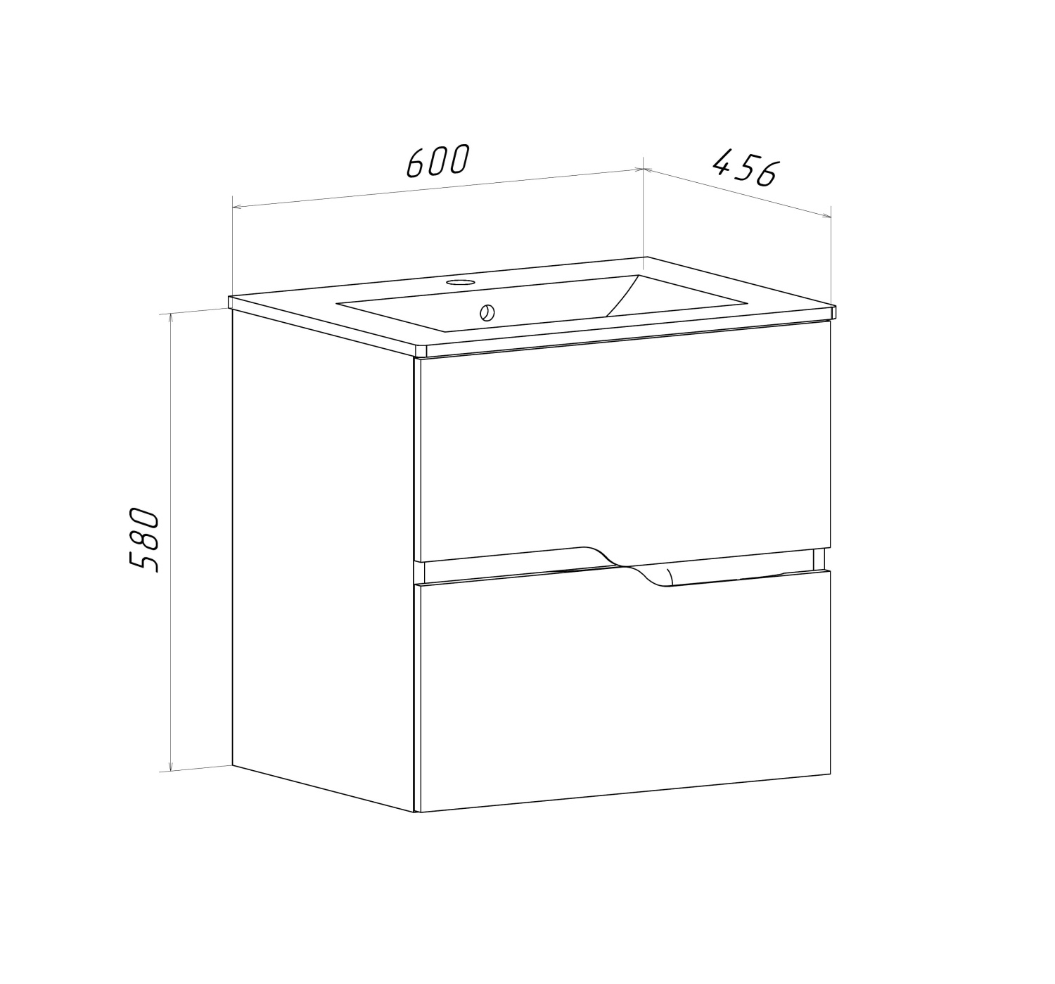 Тумба подвесная Runo Палермо 60 с раковиной Teffy 60, белый