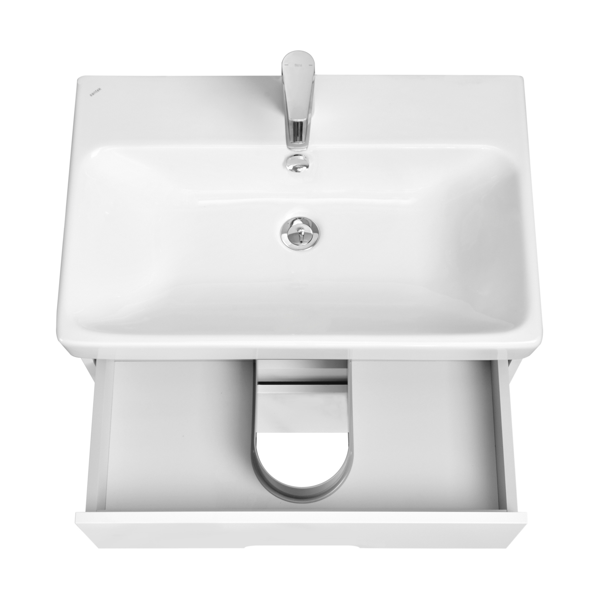 Тумба Aquaton Оливия 70 с раковиной Адриана 70 подвесная, 2 ящика, белый матовый