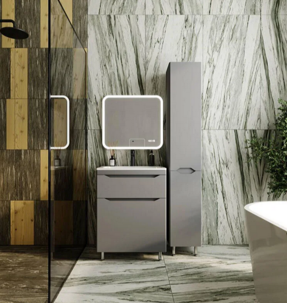 Пенал Style Line Марелла 30 L напольный, с корзиной, серый