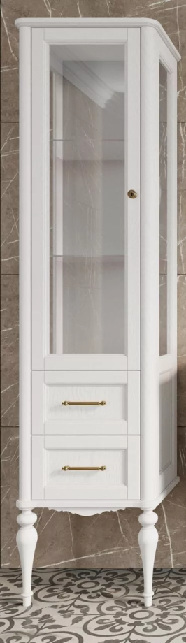 Пенал напольный ValenHouse Эстетика 50 L витрина, белый, золото