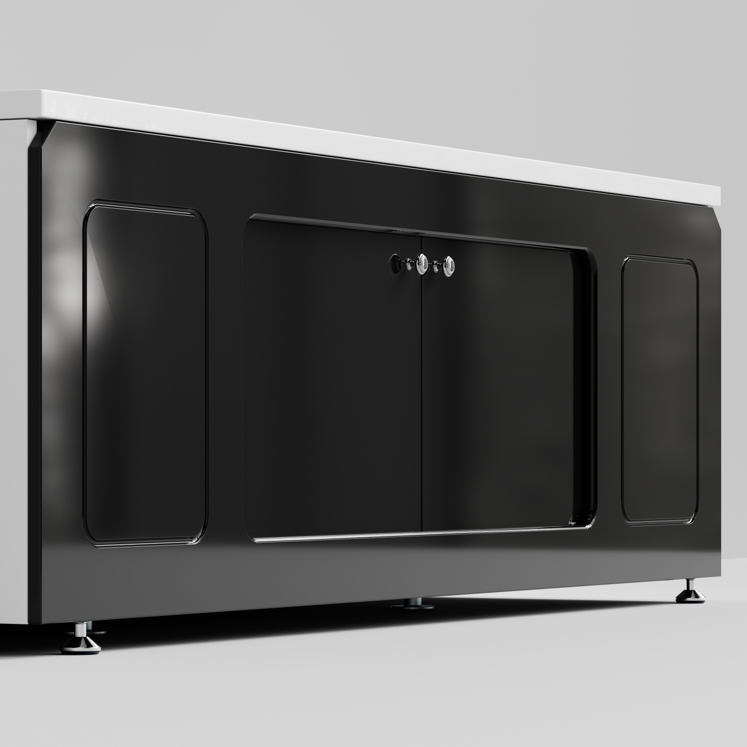 Экран под ванну Vod-ok Лидер 180 раздвижной Черный глянец