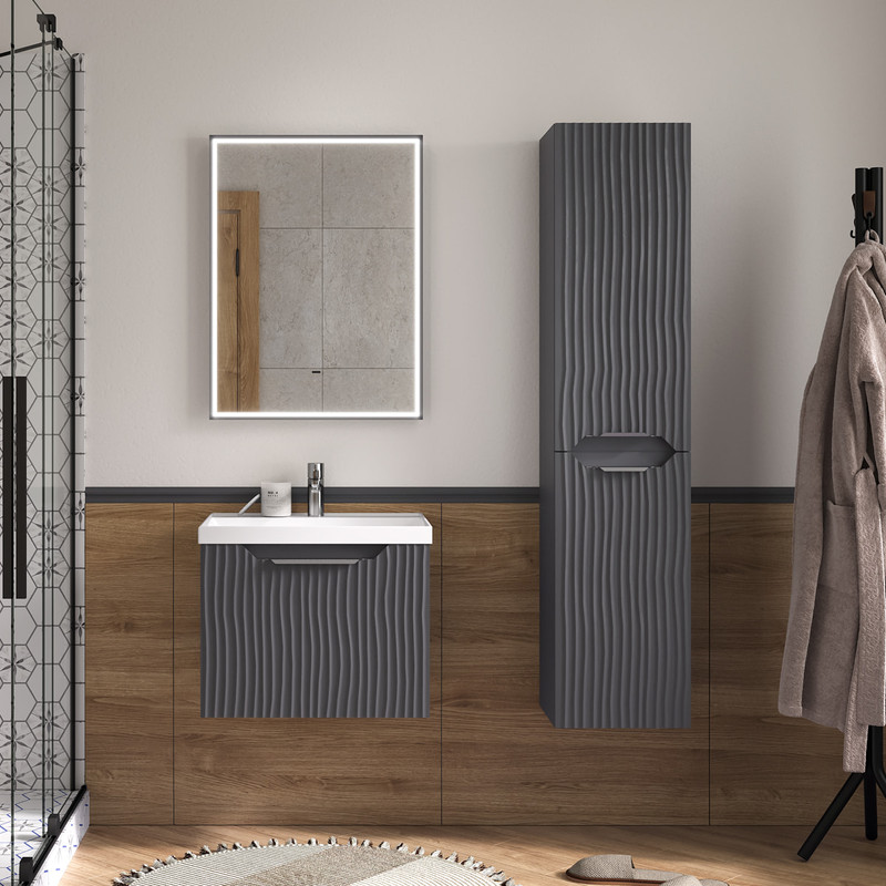 Зеркальный шкаф EQUIL Mirage LED 60 серый муар