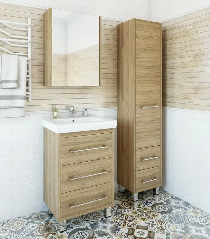 Тумба с раковиной Sanflor Ларго 70 напольная, вяз швейцарский