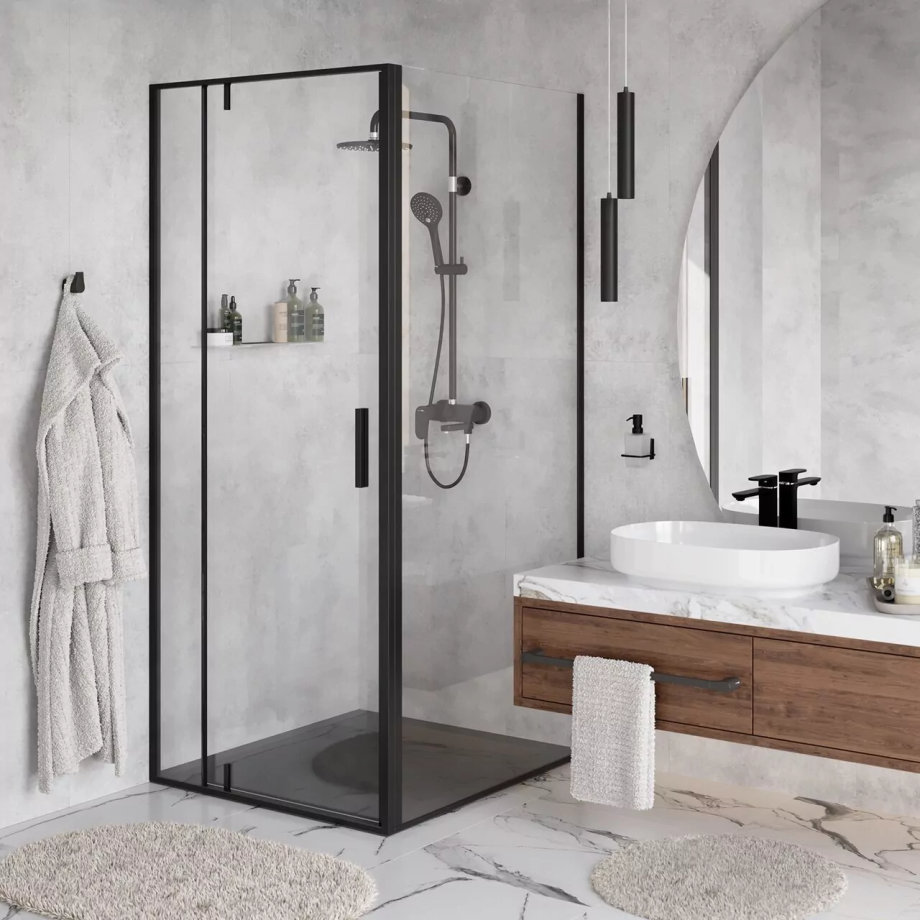 Душевой уголок WasserKraft Elbe 74P03 90х90 квадратный, без поддона, прозрачное стекло, черный