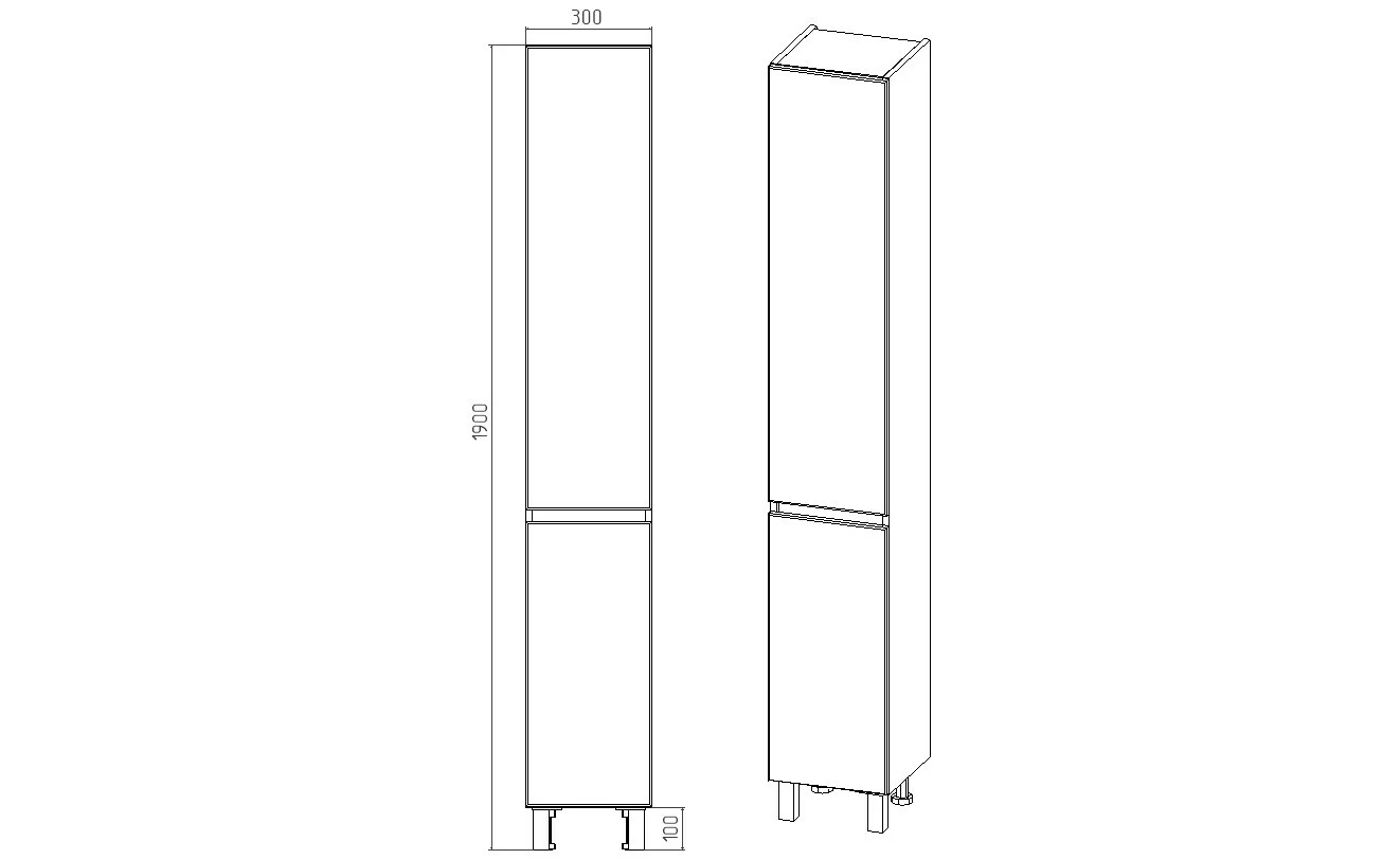 Пенал напольный Viant Мальта 30 L/R белый