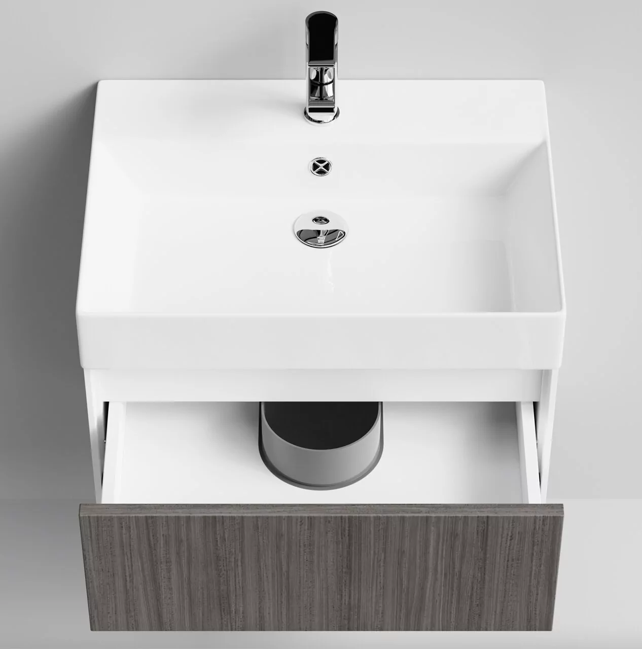 Тумба подвесная Vod-ok Эвкалипт 60 с раковиной Stance 60, эвкалипт серый
