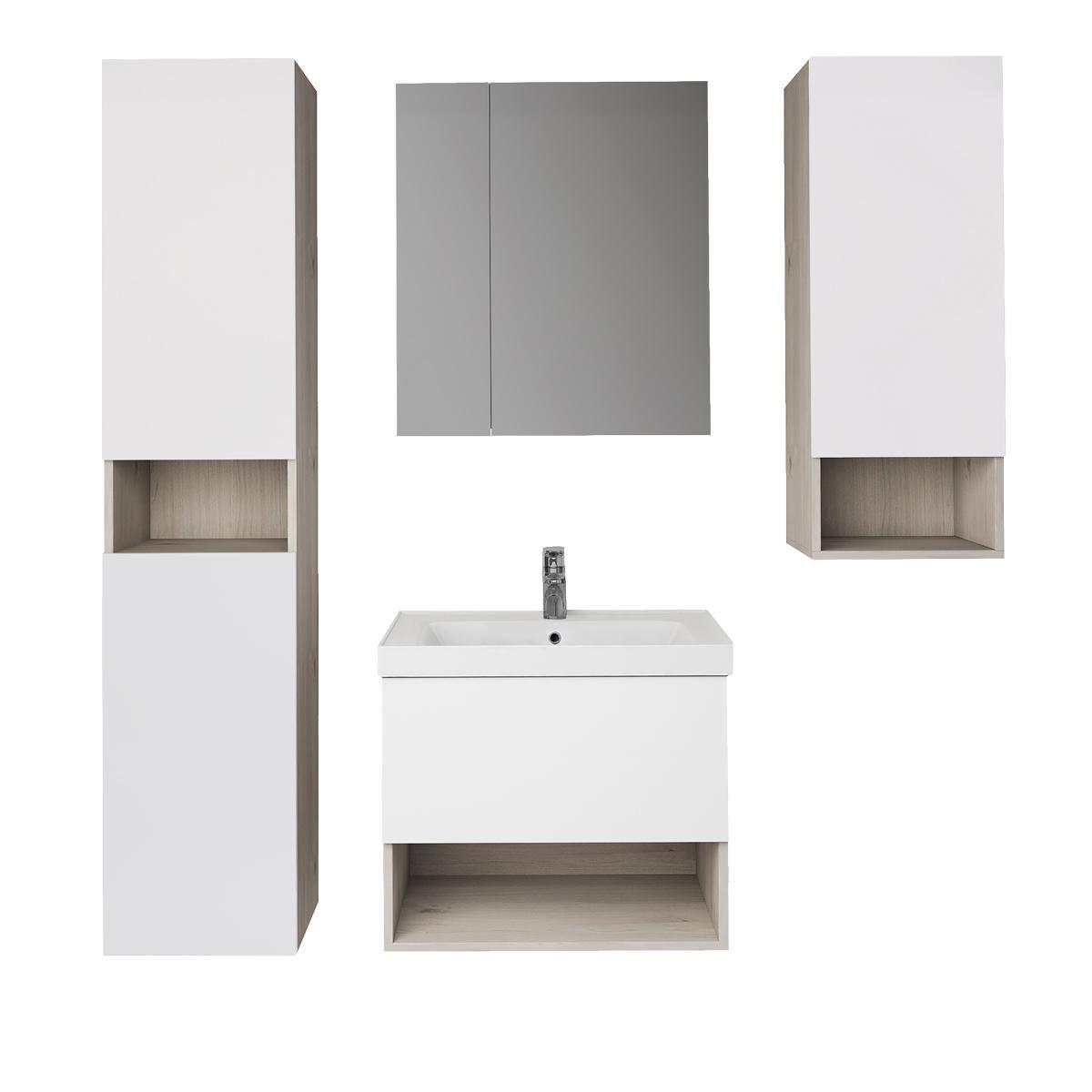 Тумба с раковиной подвесная Dreja Perfecto 90 см, дуб эврика/белый