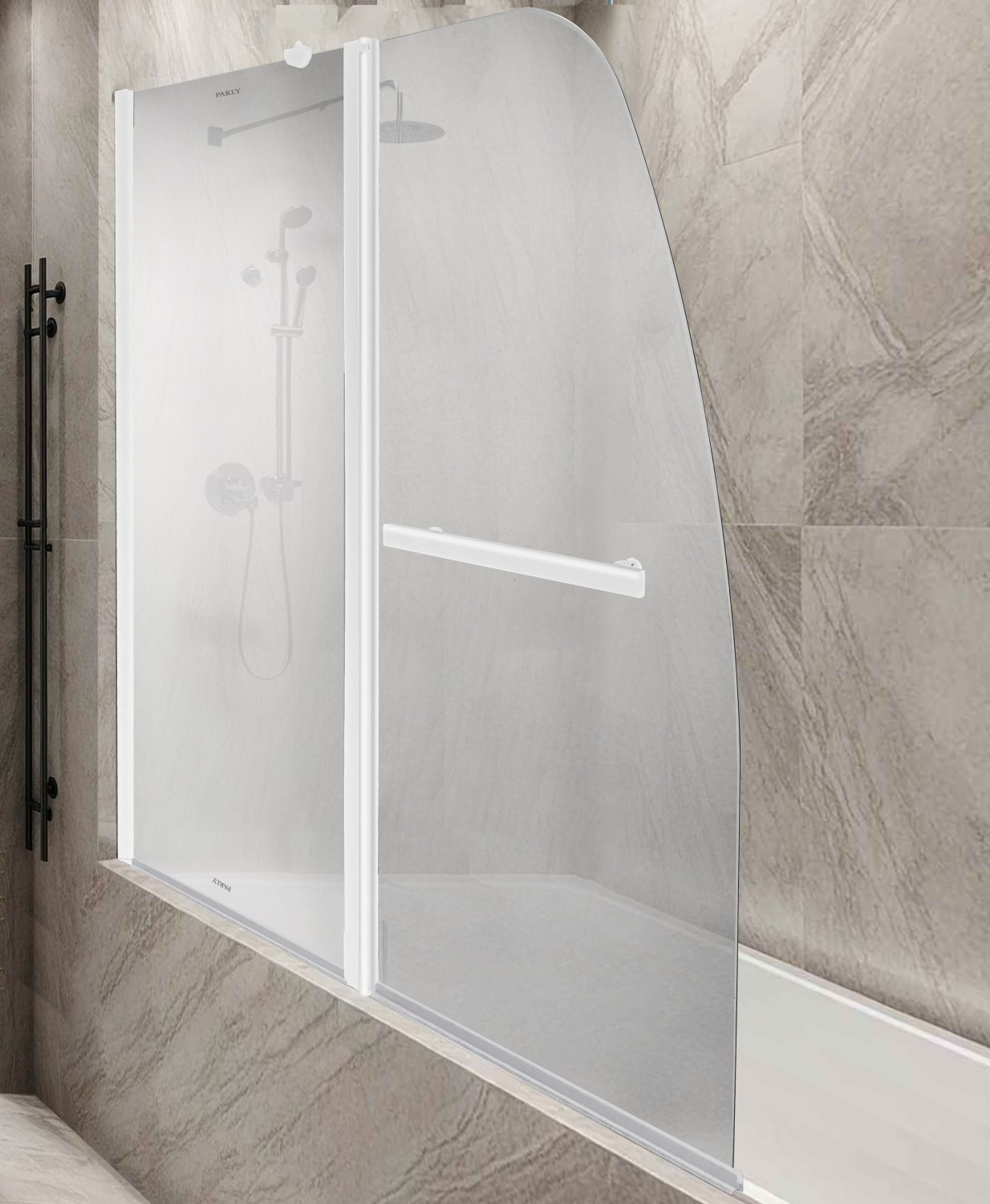 Стеклянная шторка Parly F03F 130x120 профиль белый