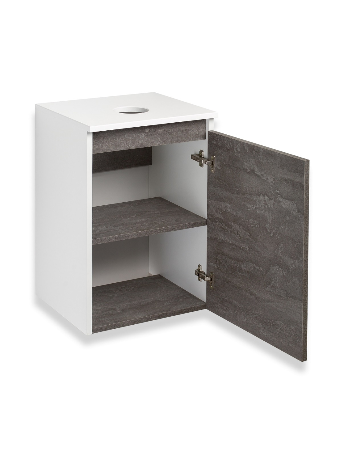 Тумба подвесная Runo Бари 40 под накладную раковину, железный камень/белый