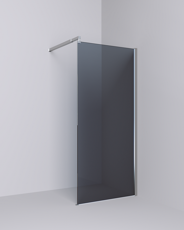 Душевая перегородка Alex Baitler AB29120S2 200х120 см тонированное стекло, профиль полированная сталь