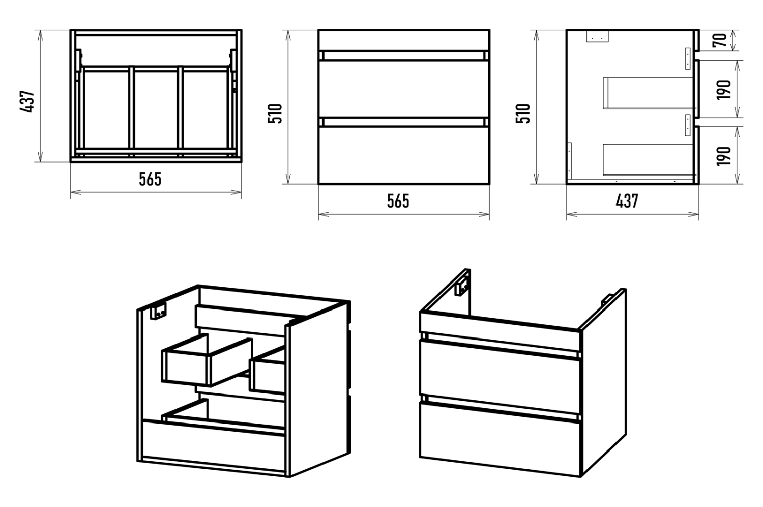 Тумба с раковиной Misty Енисей 60 подвесная, белый