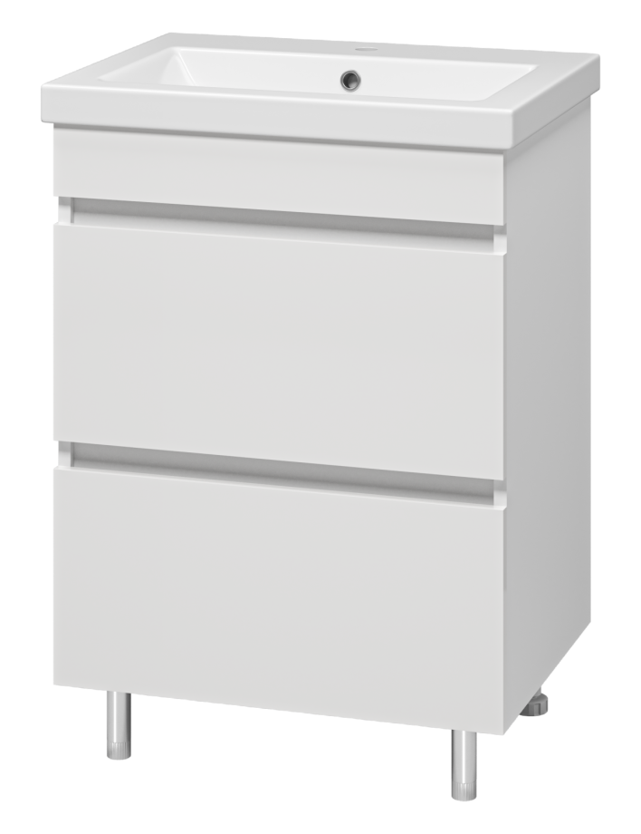 Тумба с раковиной Misty Енисей 60 с 2 ящиками, белый