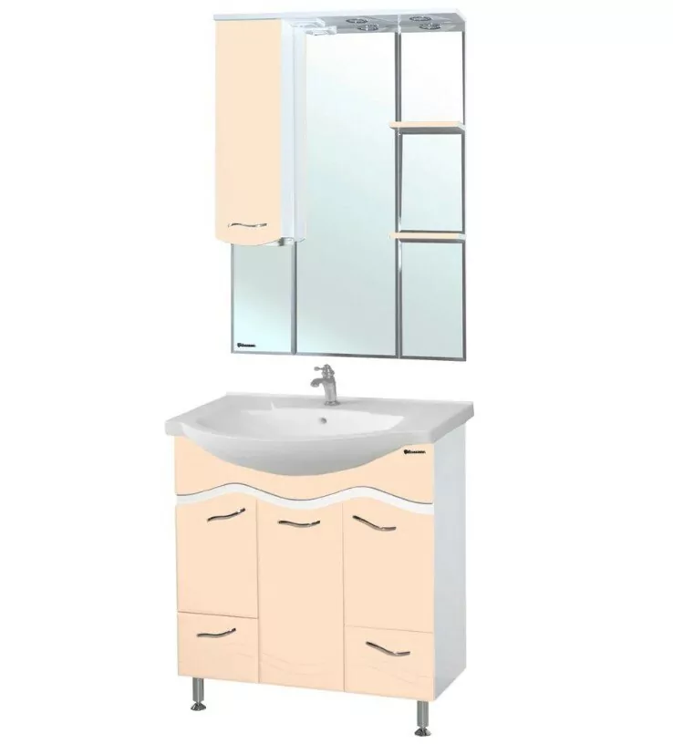 Мебель для ванной Bellezza Мари 75 комплект, напольный, бежевый