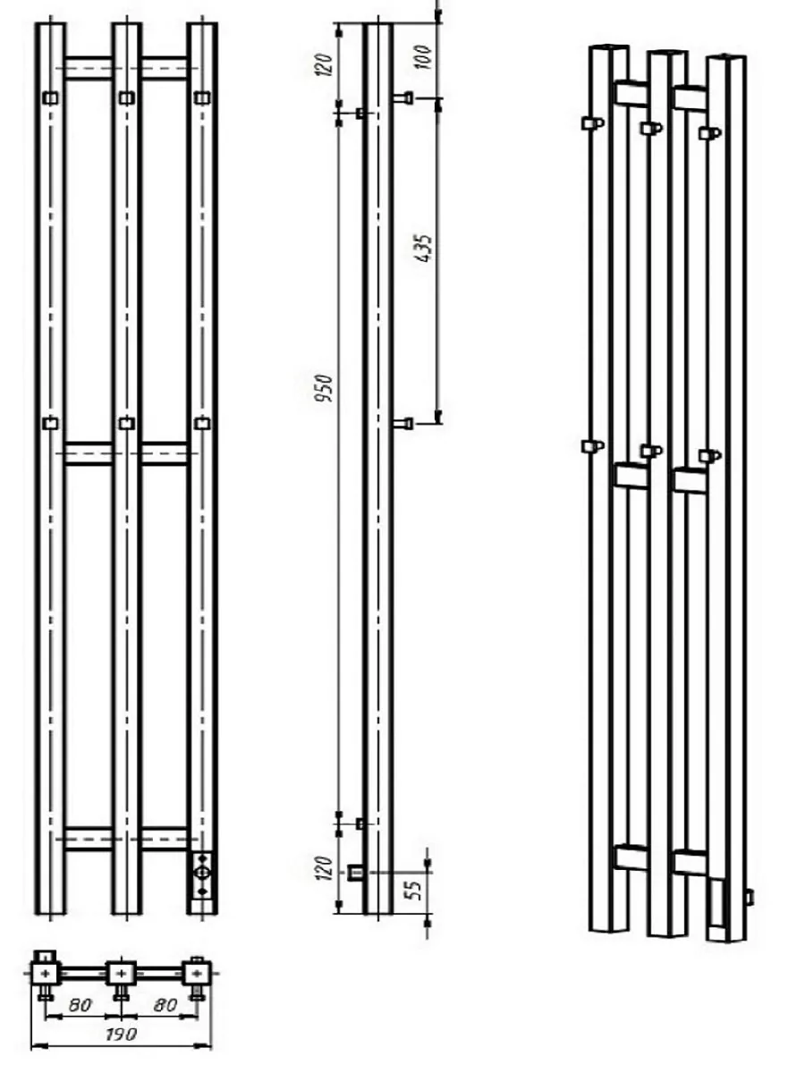 Полотенцесушитель электрический Laris Тея ЧК П3 190х1200 левый, белый матовый муар