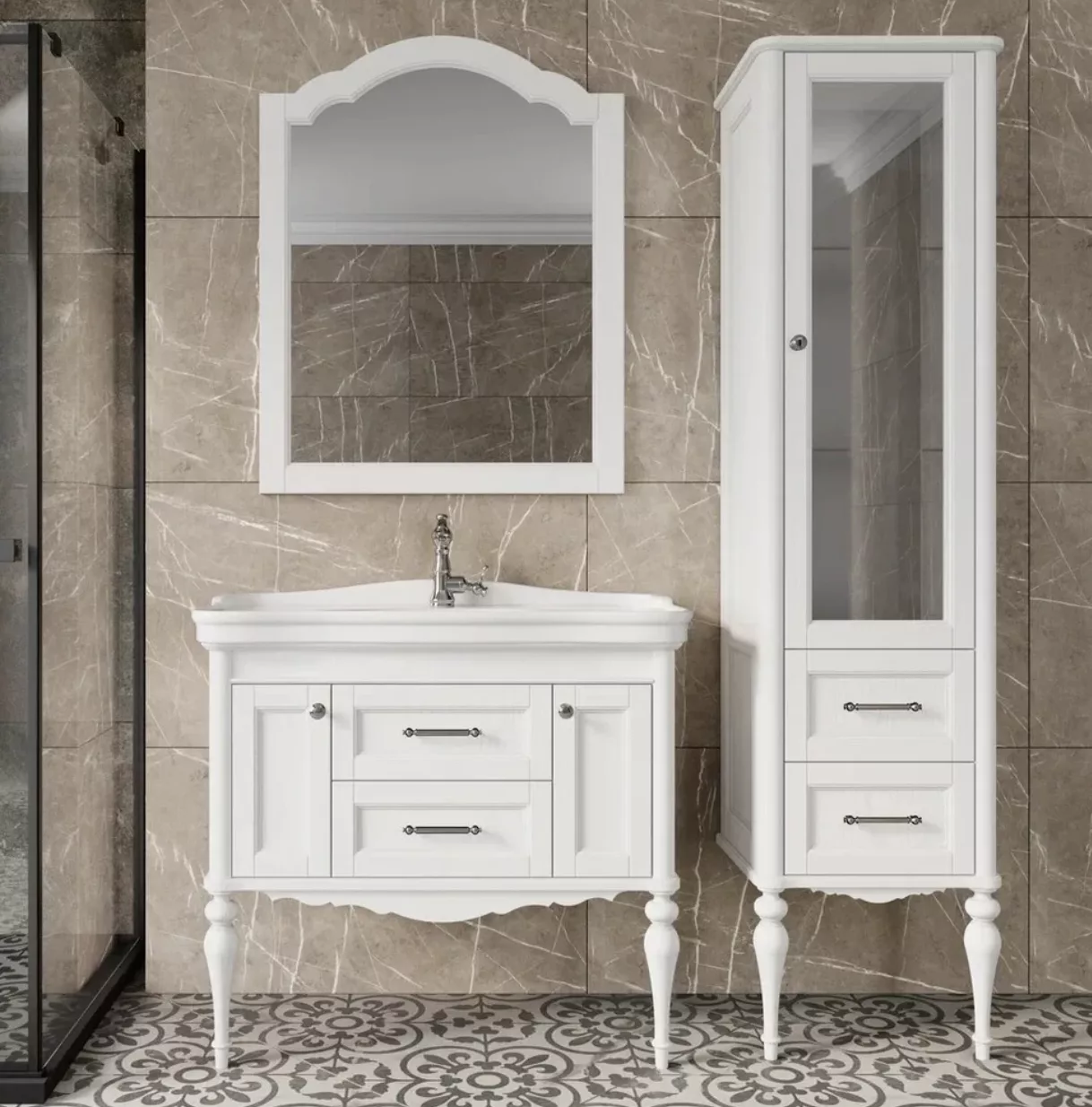 Пенал напольный ValenHouse Эстетика 50 R белый, хром